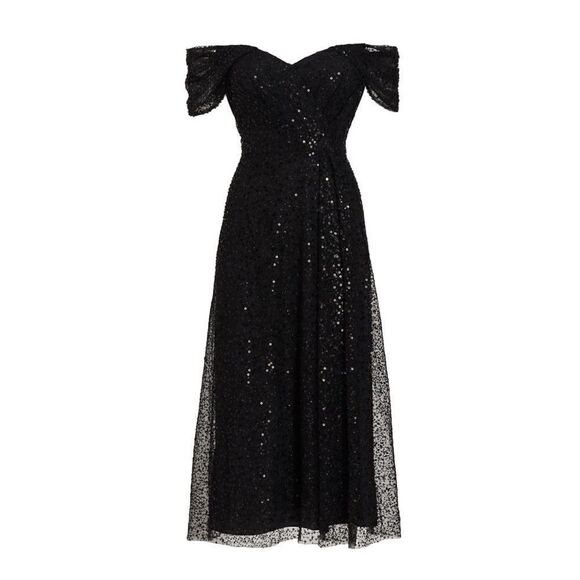 Teri Jon by Rickie Freeman Sequin Mesh Midi-Dress size 12 - Picture 2 of 13